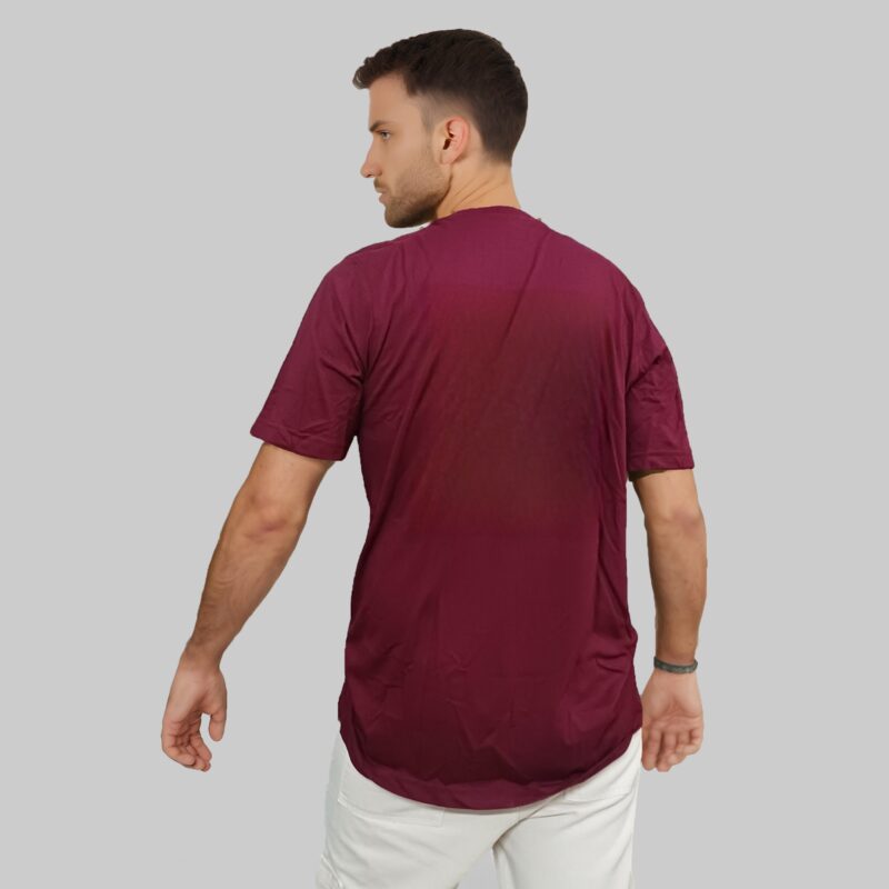 KETCHLOOK MAROON ROUND NECK PLAIN COTTON T-SHIRT - Image 2